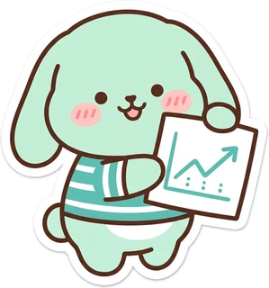 상승 차트 보고서를 든 토끼 캐릭터